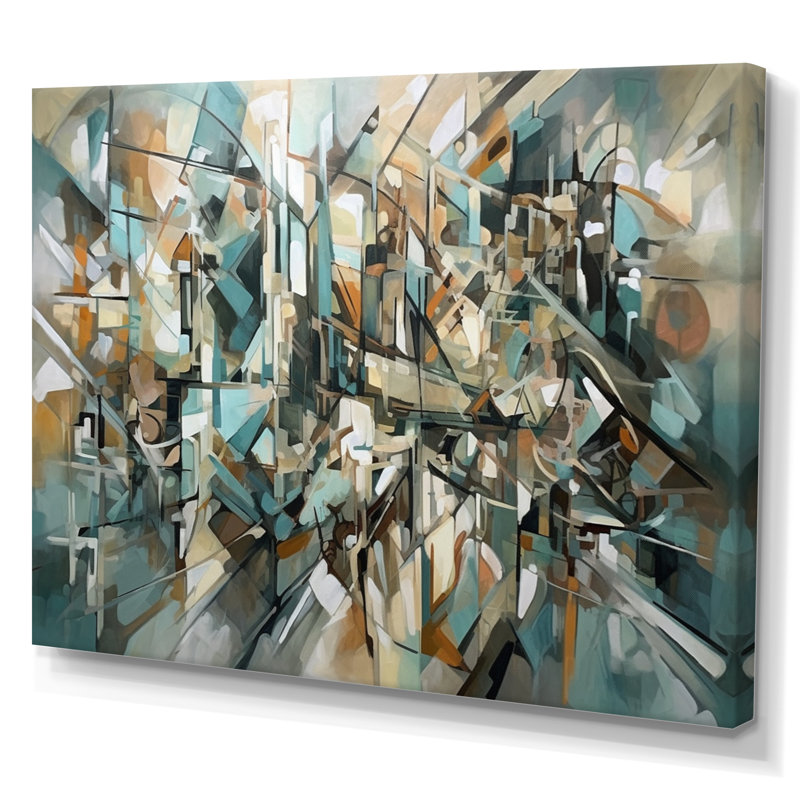 Vanetta brun et vert effet marbre, H 16 po x l 32 po x P 1 po, Toile tendue