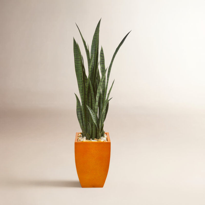 55 po Plante artificielle dans un pot à fleurs orange Sansevieria