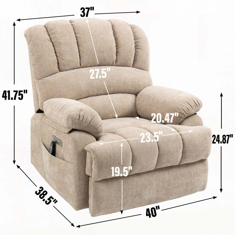 Fauteuil inclinable électrique en chenille avec massage thermique, Beige