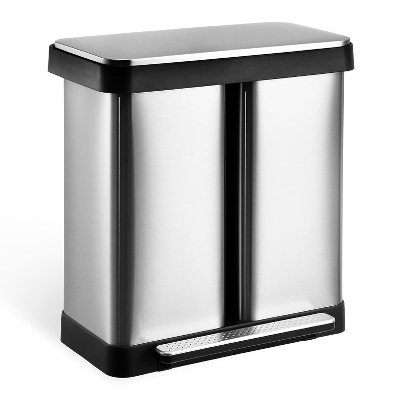 Poubelle à pédale en acier, 17,5 gallons
