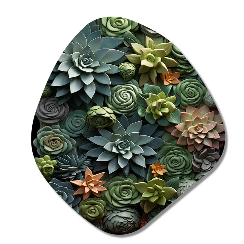 Marius - décoration murale en métal succulente asymétrique, sculpture murale en métal de forme unique, H 35 po x l 31 po