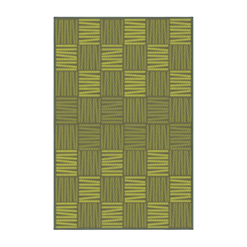 Tapis à motif géométrique vert, Rectangle 5 pi x 7 pi