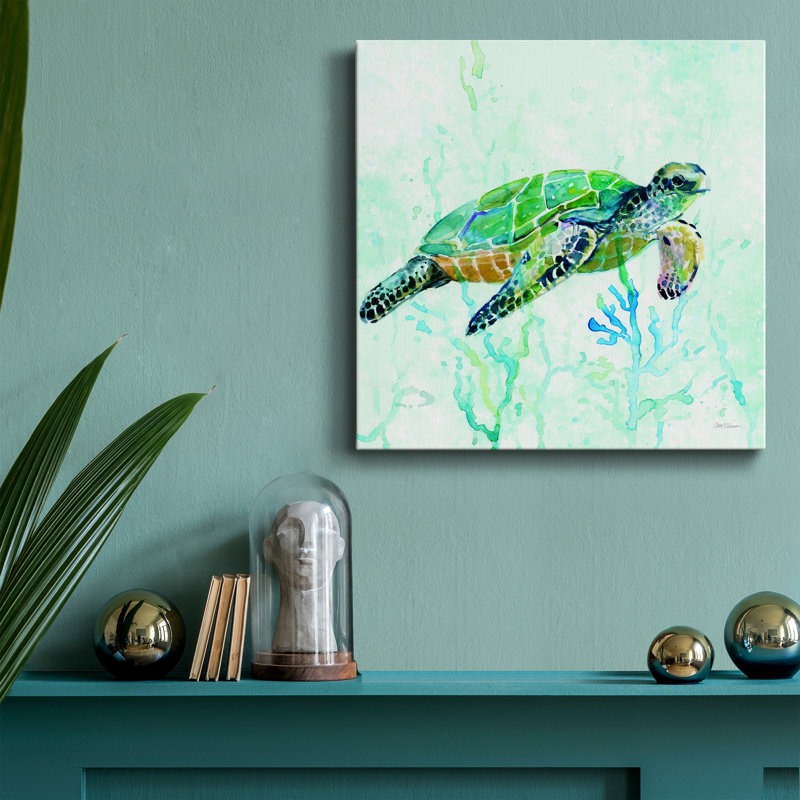 «Sea Turtle Swim I» - Toile tendue avec châssis - Prêt à accrocher, H 10 po x l 10 po x P 1,5 po