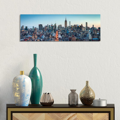 Midtown Manhattan Skyline Panorama At Dusk by Jan Becke - Wrapped Canvas Panoramic Print
