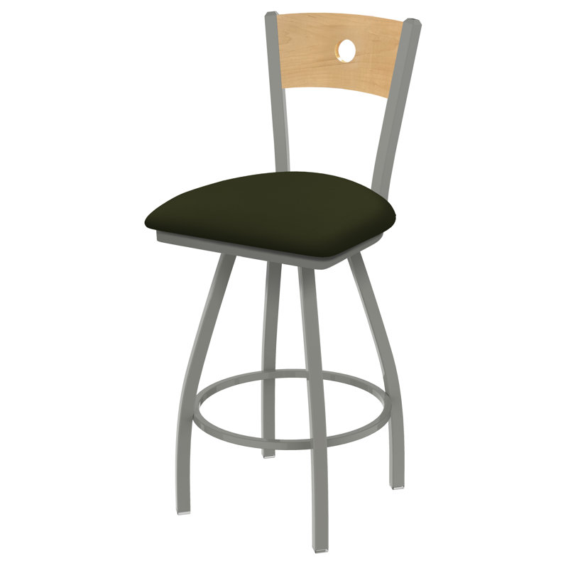 Tabouret pivotant Voltaire, 25, Nickel anodisé, Siège Canter Pine / dossier en érable naturel