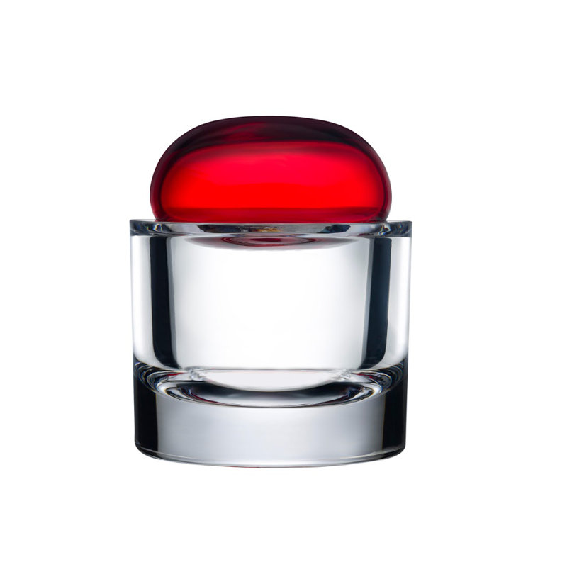 Ecrin Lead Free Crystal Jar, Red, 4.9" H x 3.7" W x 3.7" D