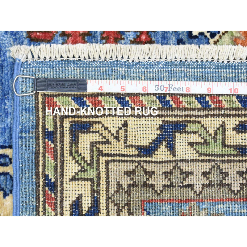Tapis oriental 3 po x 7 po x 5 po x 4 po bleu clair tissé à la main Ersari avec de grands éléments, teinture naturelle, velours doux et luxuriant, tapis oriental 355E8A78F0FF410796B1234A741FBE64