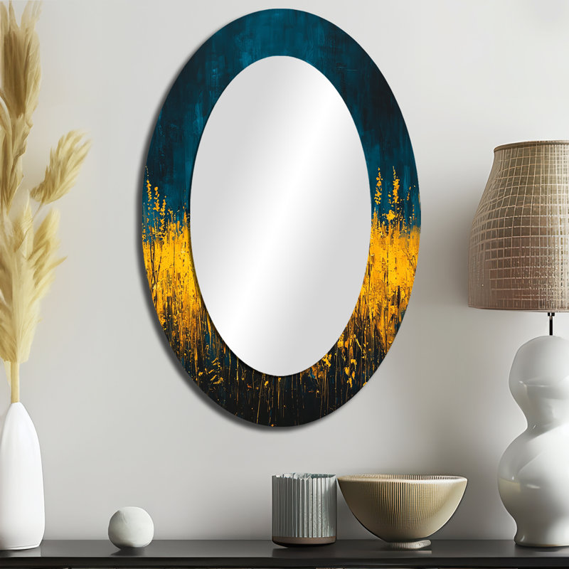 Silhouette d'épouvantail à la ferme II - miroir décoratif en métal, 36 po x 24 po