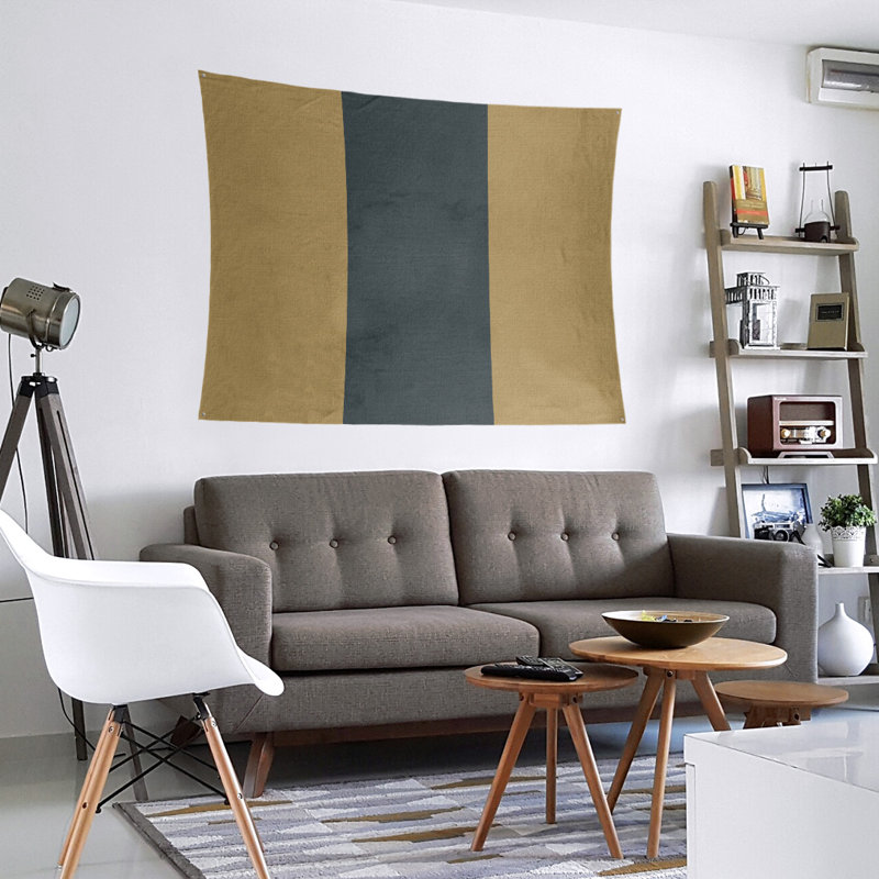 Tapisserie de polyester Las Vegas, H 88 po x l 104 po, Doré / gris acier / doré