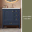 Meuble-lavabo de salle de bain moderne 30 po avec lavabo en céramique, meuble-lavabo à 3 tiroirs et cadre en bois massif-118552414