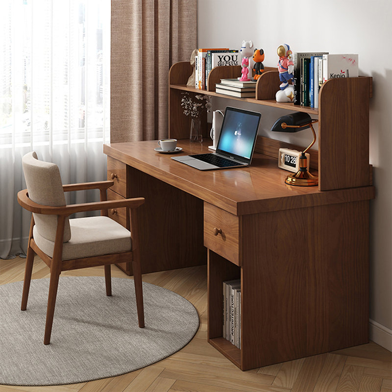 Bureau de direction rectangulaire en bois massif avec tiroirs Walnut, 53.15"H*86.61"W*23.62"D