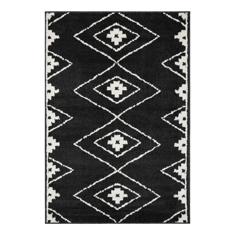 Latitude Run® Vefsna Nikolis Rug Black, Rectangle 4'1" x 6'1"