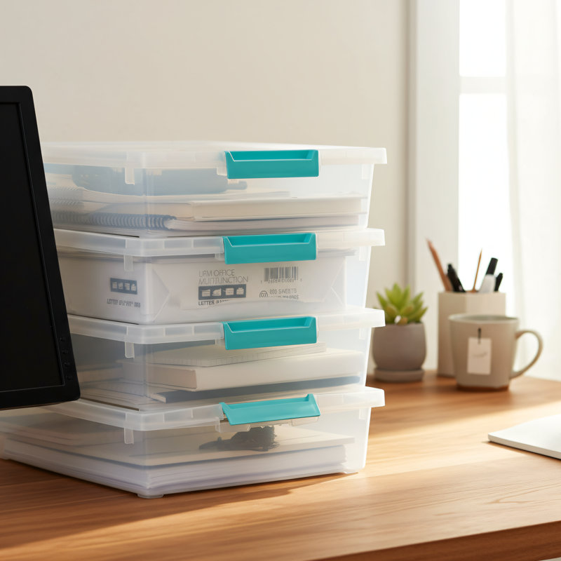 4-pack (6 Quarts) Of Clear Plastic Storage Boxes With Lids, Stackable, Small Sensory Boxes + Craft Organizers, Suitable For Home And Office Use, Convenient For Organizing Art Supplies.