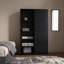 Grande armoire autoportante en noir de jais avec rangement caché, garde-robe verticale pour chambre à coucher et vestibule