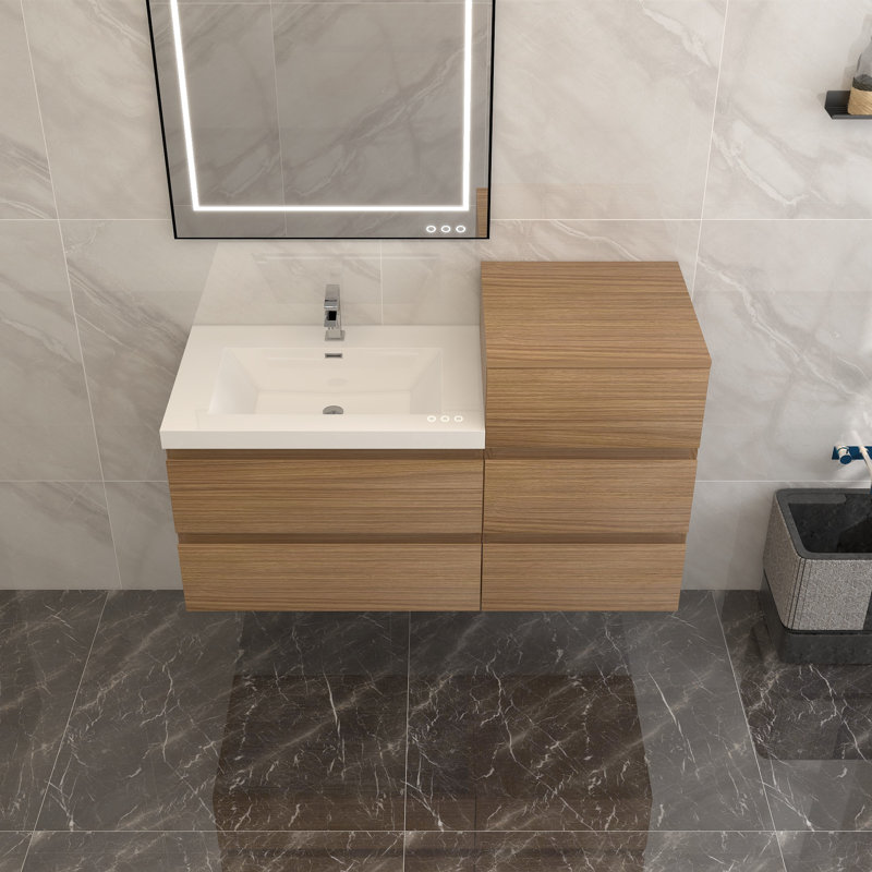 Ensemble de meuble-lavabo mural simple 55 po Moreno Bailey, Palissandre