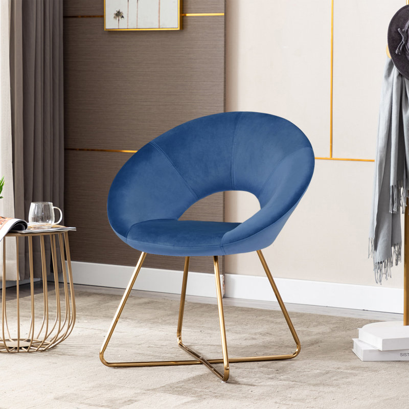 Crivello 71.12 cm Wide Contemporary Velvet Accent Chair with Open Back, Rust Red