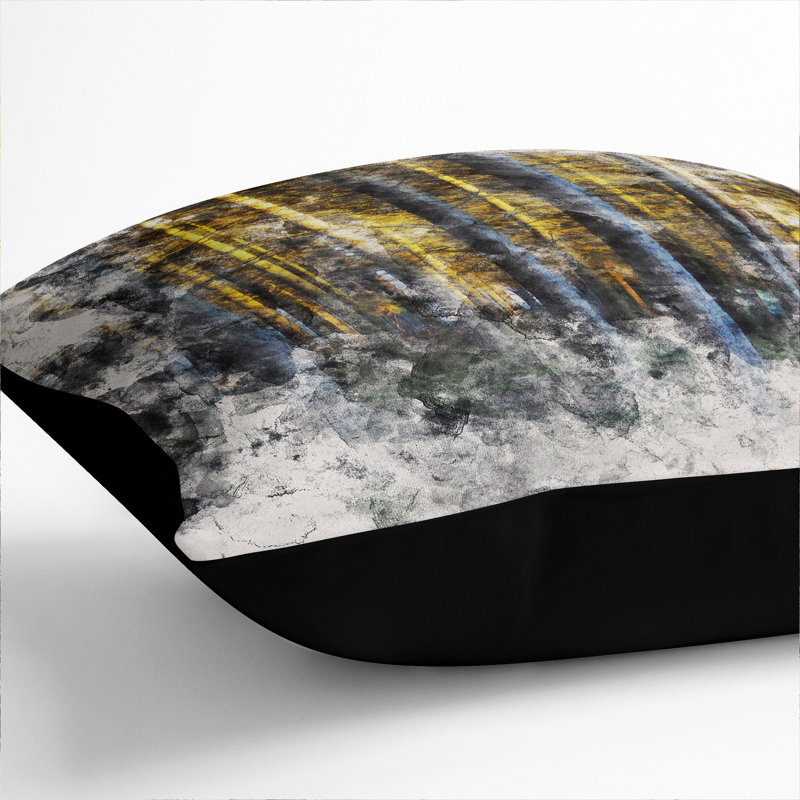 Sunlight Forest Vol.4 Watercolour Square Throw Cushion, 40cm H x 40cm W x 15cm D, Black
