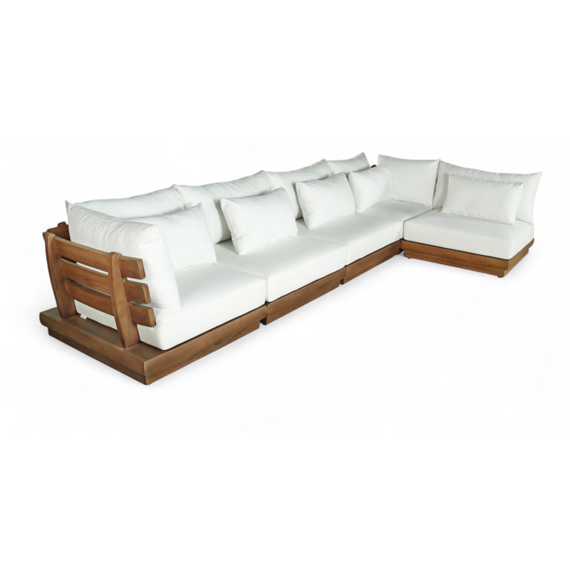 Ivry Water Resistant Fabric Upholstered Outdoor Patio Modular Sectional, White