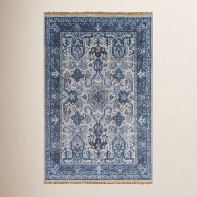 Mulane Navy Hand-Knotted Oriental Wool Rug