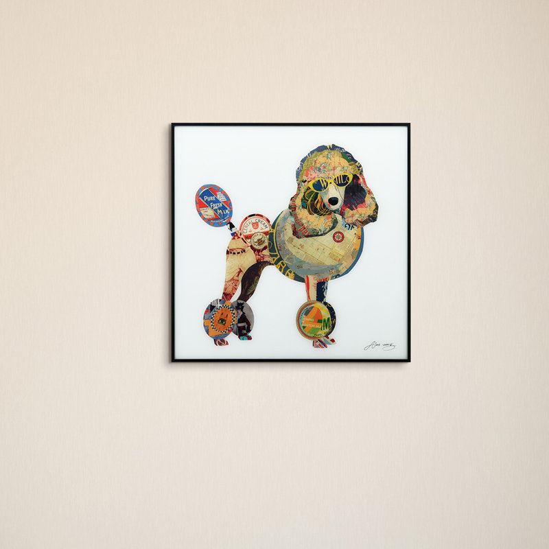 Poodle Collage Reverse Printed Glass Wall Art with Black Frame
