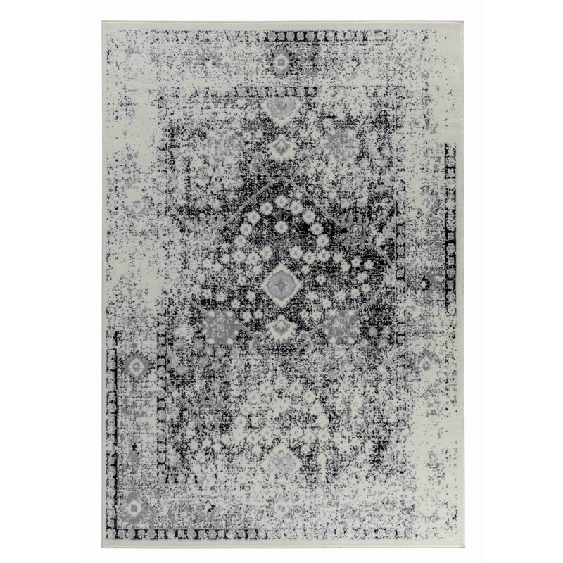 5' X 8' Black Oriental Area Rug