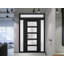 Porte d'entrée extérieure prémontée en PVC-U, verre dépoli, Manux 8002, noir mat, 2 fenêtres latérales et supérieure, portes extérieures pour bureaux, commerces et habitations, entrée, patio, garage - L 40,6 + 91,4 + 40,6 cm x H 203,2 + 35,6 cm - Ouverture à gauche vers l'intérieur-98196340-98196341-98196343