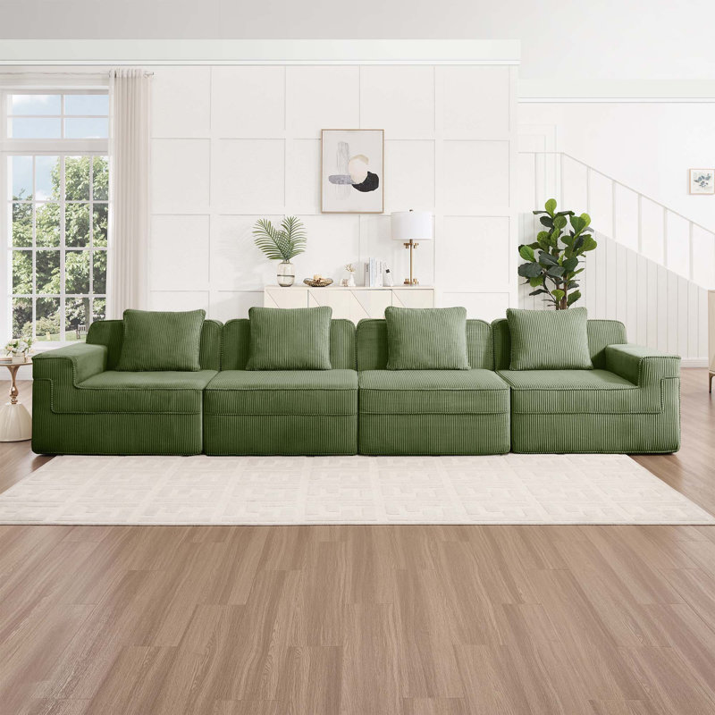 Canapé modulaire à compression Boneless, canapé modulaire Cloud avec assise profonde et canapé modulaire moderne, 4, Vert