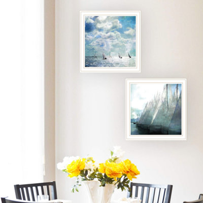 2 Pc Wall Art For Home, Living Room And Bedroom, White Framed, Fade-, Multicolor Wood & Paper Your Home With Art,