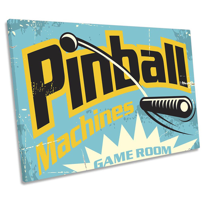 Pinball Games Room - Wrapped Canvas Print, 40.6cm H x 61cm W x 2cm D