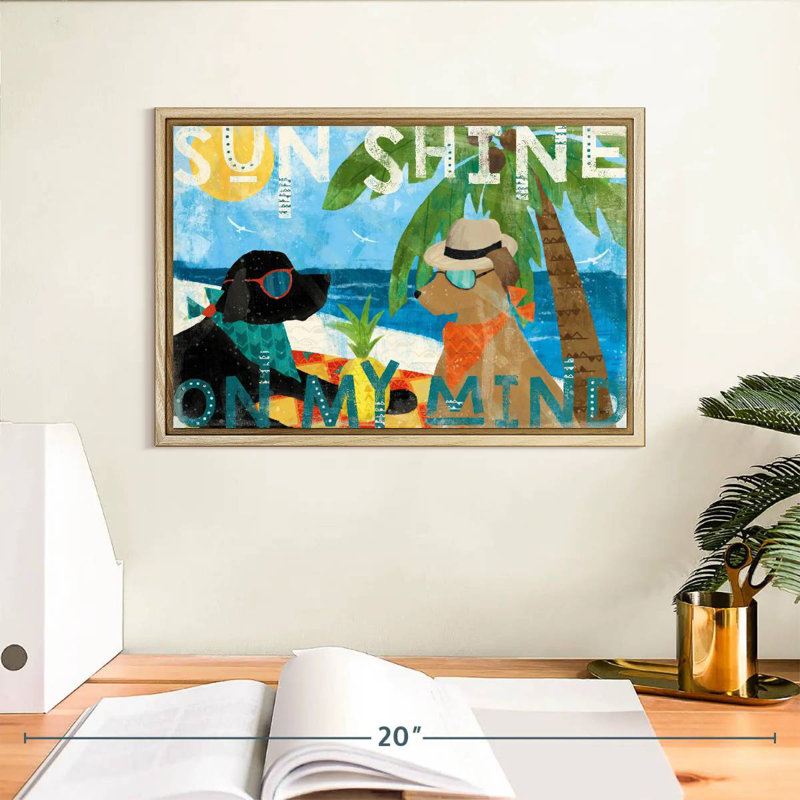 Good Vibes I, Cadre flottant en bois naturel, 13 po x 9 po