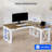 Wood L-Shaped Electric Standing Desk With Drawer-804742259
