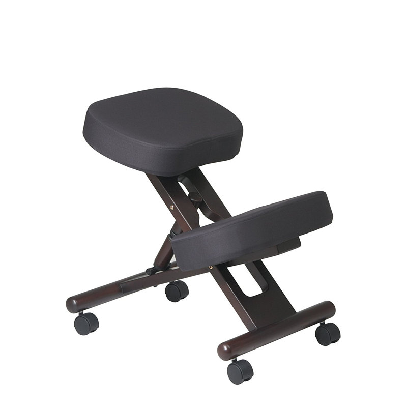 Jasinski Adjustable Height Ergonomic Kneeling Chair with Footring and Wheels, Black, Espresso