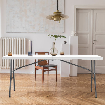 Table pliante en plastique de 6 pi pour bureau intérieur et extérieur robuste avec poignée de transport