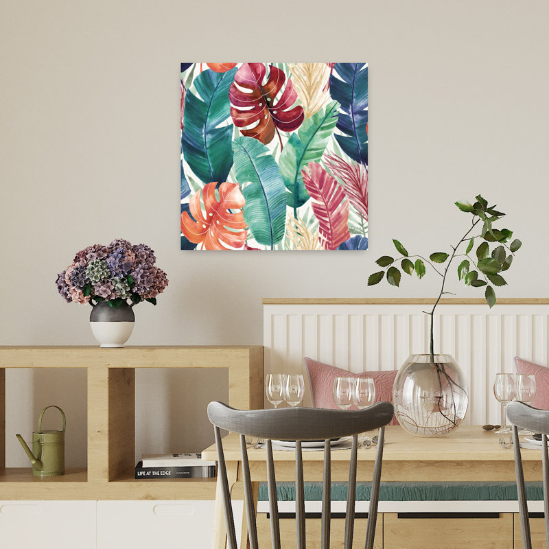 Art tropical, paysage tropical, H 18 po x l 18 po