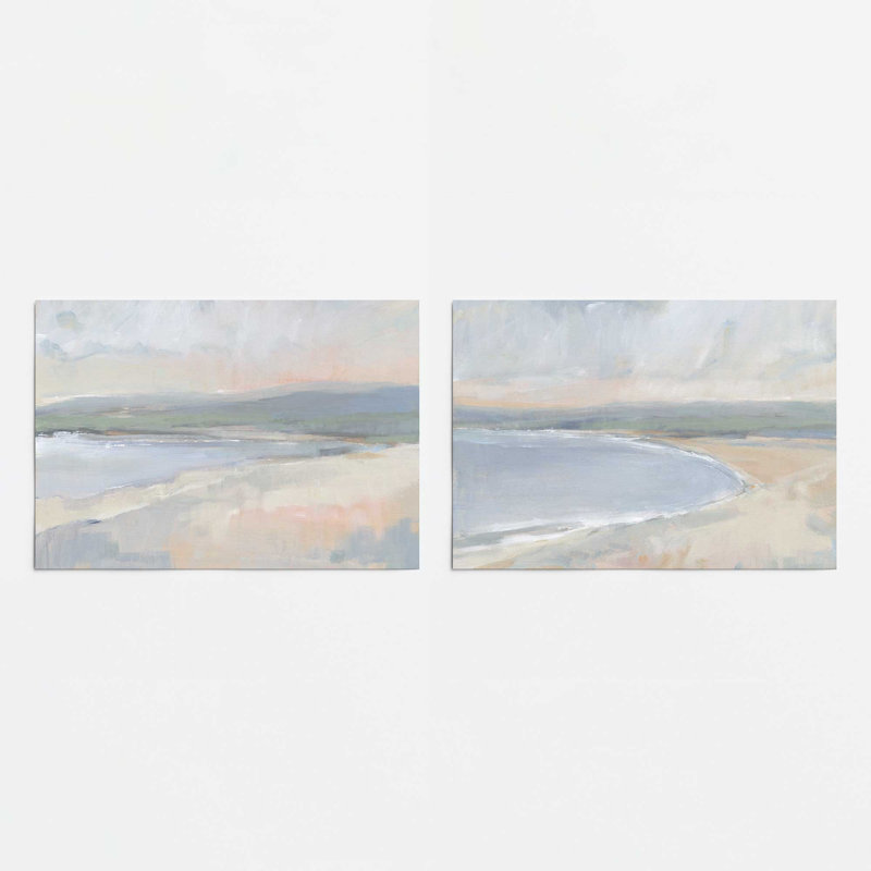 Hazy Beach at Dawn, ensemble de 2 impressions dans un cadre, Papier, H 11 po x l 28 po x P 0,1 po