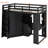 Sayer Wood Loft Bed with Wardrobe, Desk, Charging Station & Adjustable Spotlights-127343433