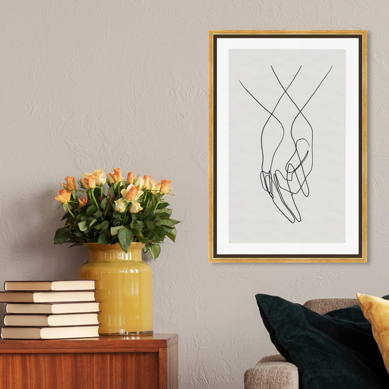 " Hands ", 24" H x 16" W, Picture Framed Canvas, Gold