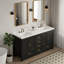 Meuble-lavabo 60 po noir avec lavabo, armoire à 4 portes à fermeture douce et 5 tiroirs de rangement, armoire de salle de bain moderne avec beaucoup de rangement