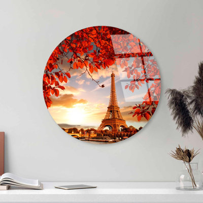 Peinture décorative en verre trempé, incassable, 11,8 po de diamètre | 100% verre trempé, épaisseur de 0,16 po | Impression UV haute résolution sur la surface arrière, facile à nettoyer, couleurs vives, avec crochet de fixation inclus