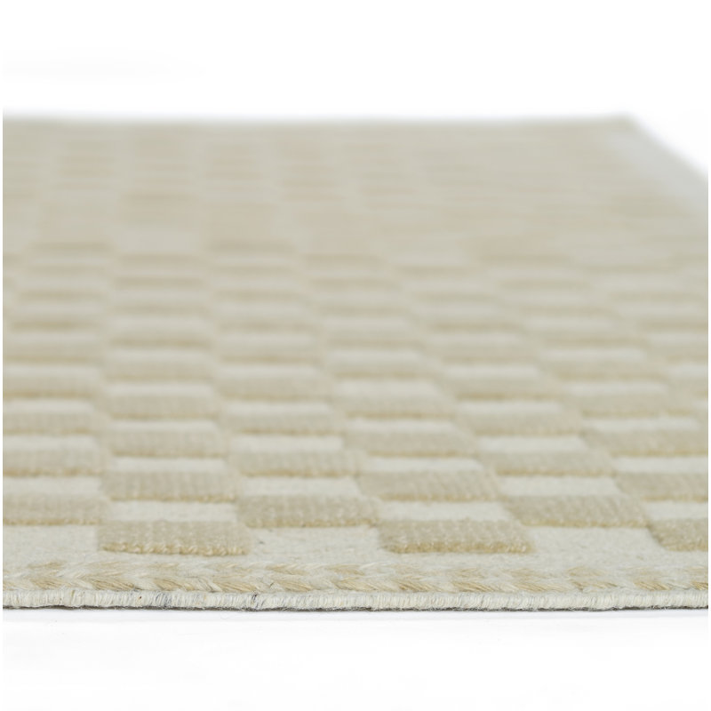 Tapis beige / brun clair en laine tissé à plat à la main Azle, Tapis de couloir 2 pi 6 po x 8 pi