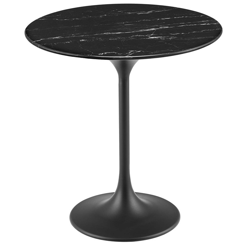 Table d'appoint ronde en marbre artificiel 20 "Lippa par Modway, Noir, Noir