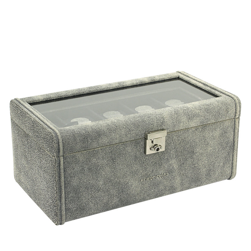 Cubano Leather Watch Box + Locking, Grey