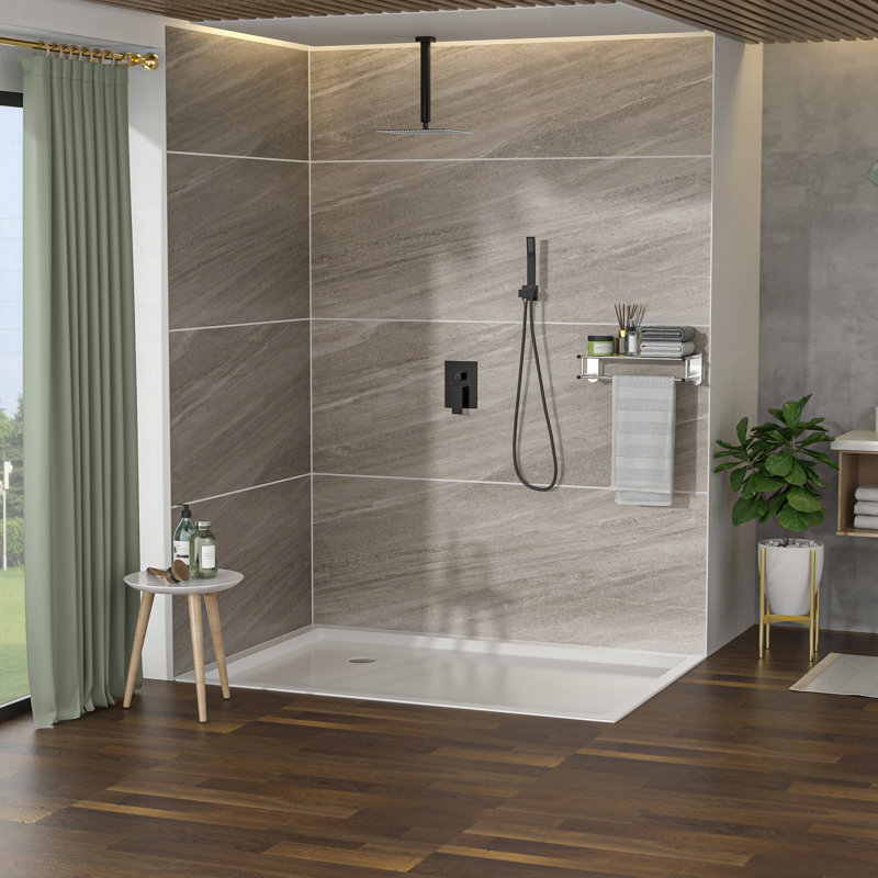 Pomme de douche carrée double au plafond 16 pouces avec finition bronze huilé, pluie réglable, protection contre les brûlures et composants tout en un bronze, motif de pluie, valve, buse pour tracas
