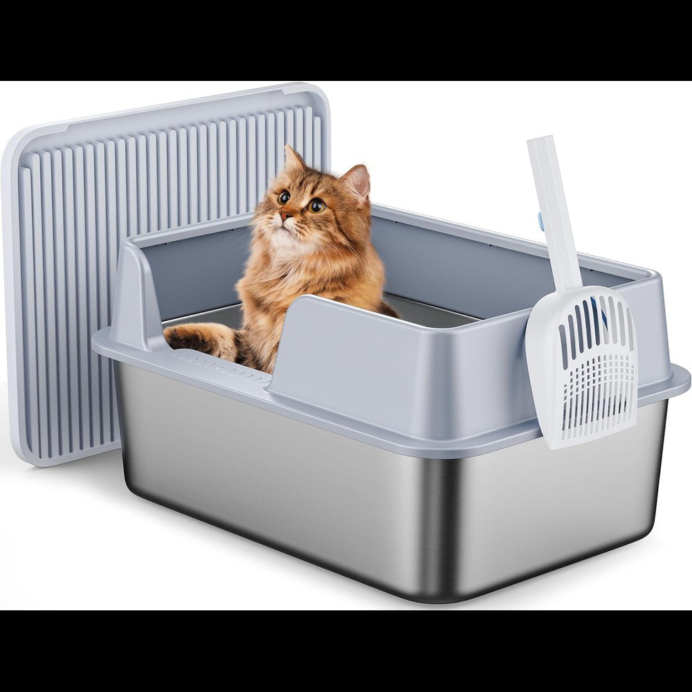 Tucker Murphy Pet™ Stainless Steel Cat Litter Box With Top Lid 