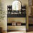 30" Fluted Makeup Vanity Desk With LED-Lit Arched Mirror, 3 Color Lights, Small Dressing Table With Drawers And Open Shelves, Black-250750669