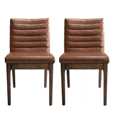 2 chaises de salle à manger rembourrées brunes, pieds en caoutchouc, attrayante pour les chaises de coin (2), design contemporain
