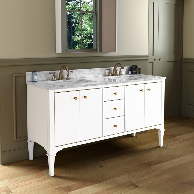 Ensemble de meuble-lavabo double 61 po Gabatter, Blanc