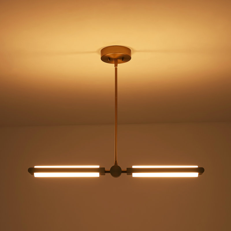 Zuno 1 - Light Minimalist LED Kitchen Island Linear Pendant, Brushed Gold