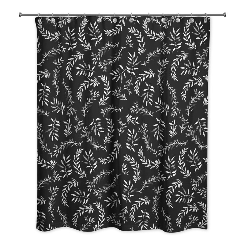 Rideau de douche Floral, Noir