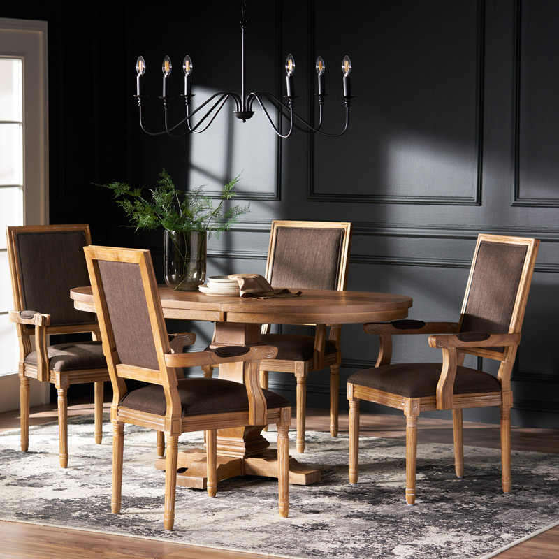Hilderbrand 4 - Person Extendable Pedestal Dining Set, Natural, Beige